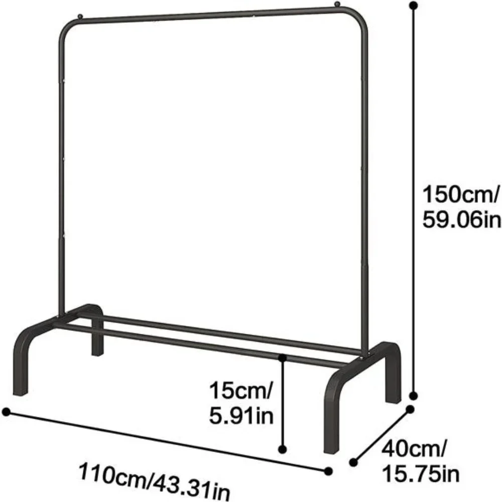 Metal Clothing Rack, 43.3 Inches Garment Rack w Bottom Shelf for Hanging Clothes - Picture 2 of 6